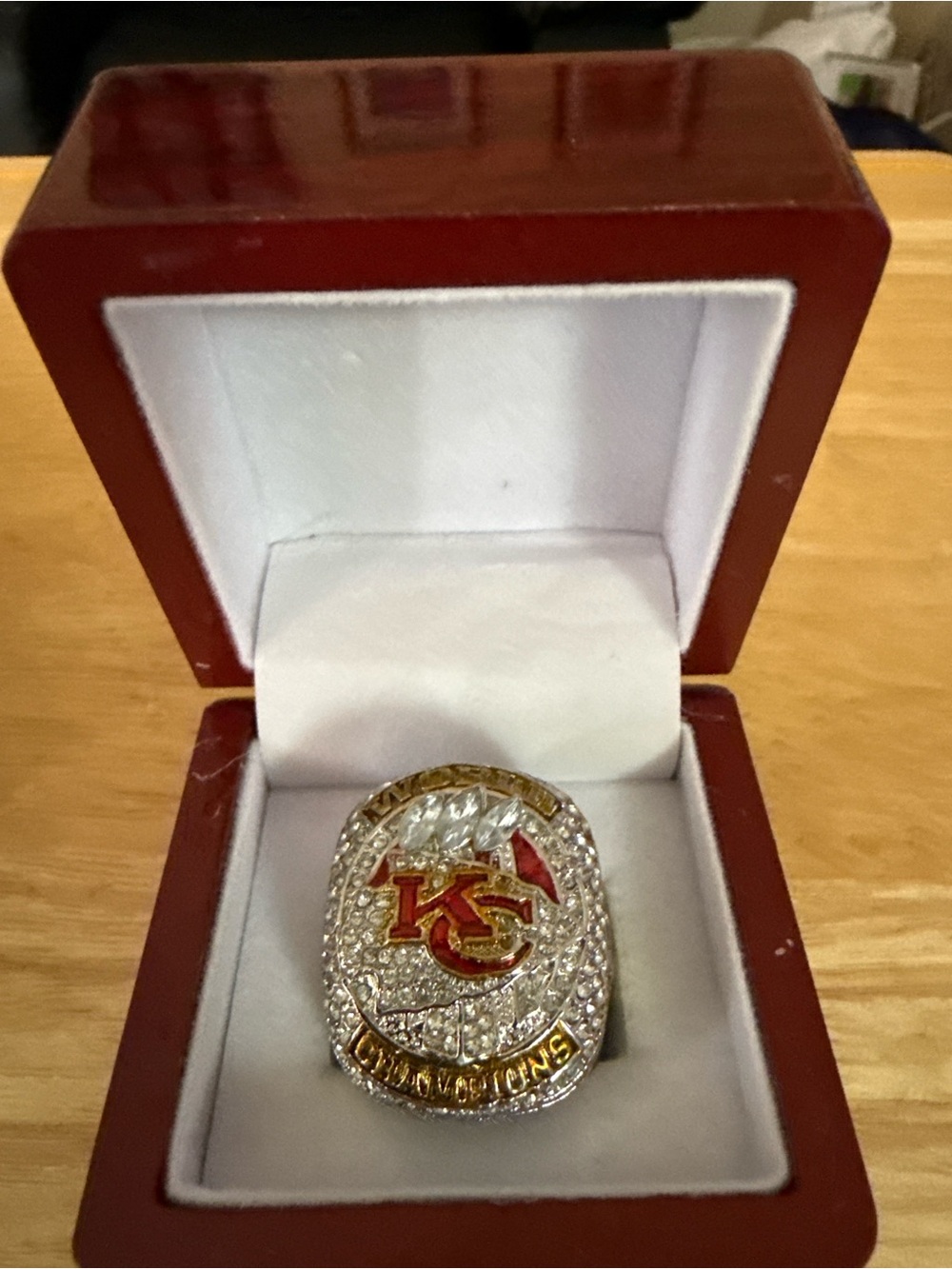 Kansas City Chiefs Championship-Style Crystal Ring in Red and Gold